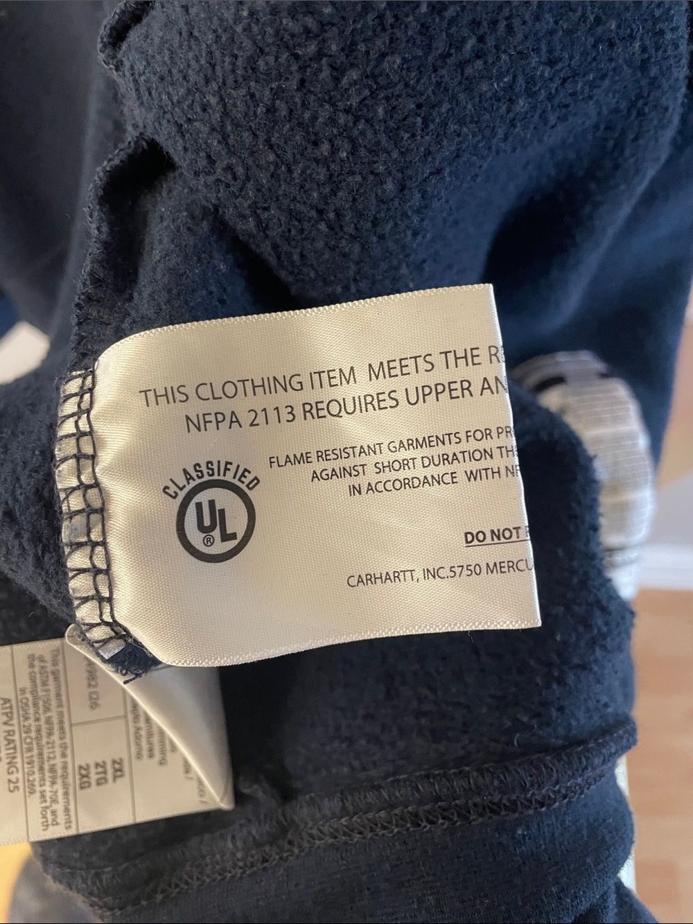 Carhartt FR Flame Resistant loose fit navy full zip front hoodie men’s size 2X - Picture 10 of 16